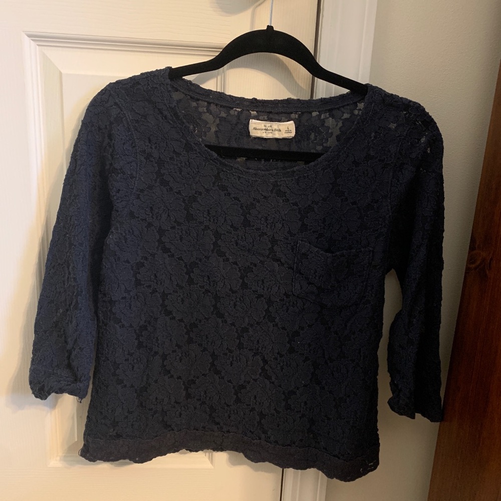 Abercrombie Lace Blouse Navy Blue